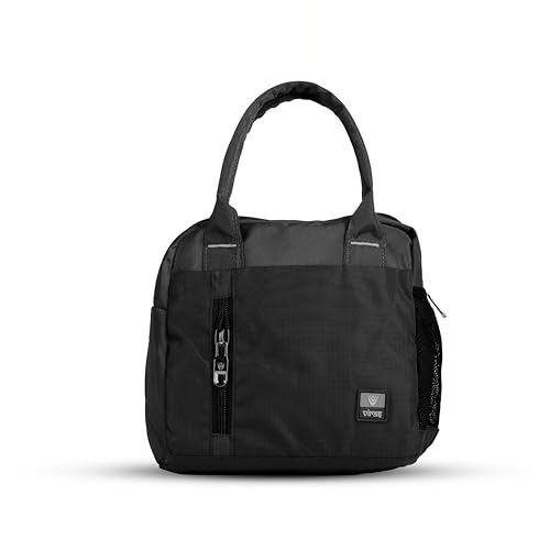 Image of Fluxy Office Lunch Bag(7.4L) for Men & Women | Lunch Tote for Office, School & Travel | Durable 1000D Polyester Lunch Carrier with Zipper & Multiple Pockets | Reusable Tiffin Bag (Black, 22 cm)