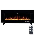 Northwest Electric Fireplace - 50 Inch Wall Mounted Fireplace with Bluetooth Speakers and Remote to Adjust LED Flames, Timer, Heat and More (Black)
