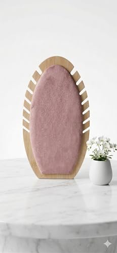 Image of Pink Wooden Necklace Long Chain Bracelet Pendant Hanging Board Jewelry Storage Display Stand