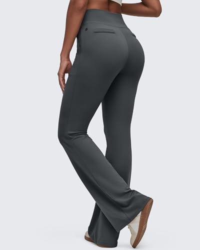 Image of G4Free BareFeel Flare Yoga Pants Women High Waisted Bootcut Leggings with Pockets Dress Work Pant Petite /Regular /Tall