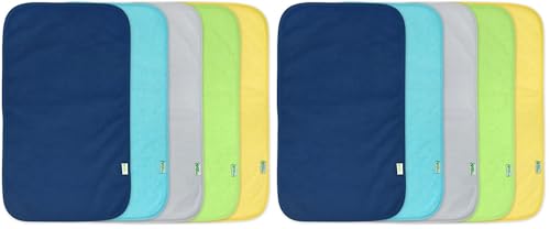 Image of green sprouts Stay-Dry Burp Pads (5 Count) | Ultimate Protection from drools & spit ups | Waterproof Protection, Soft & Absorbent Terry, Machine Washable (Pack of 2)