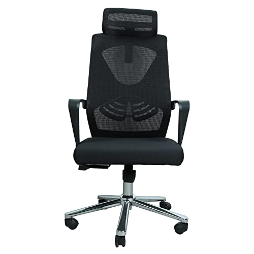 Image of Lakdi The Furniture Co High Back Director & Executive Mesh Chair with Height Adjustable & Revolving Chair and Head Rest Support Premium Design & Metal Legs Base Chorme Finish -(132289 ISL818)