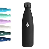 Motswedi Botella Termica Niños, 500ml, Botella Agua Acero Inoxidable Niños, Termo Sin BPA, Cantimplora Termica, con pared Doble Aislamient, Cantimplora para Deporte, Gym, Adultos, Negro