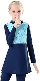 Muslim Swimwear for Girls Modest Swimsuits Long Sleeve Swim Top+Pants +Hijab Burkini Bathing Suits Kids Girls Swimming Costume Pakistan Dubai Middle East Surfing Outfit Rash Guard Beachwear