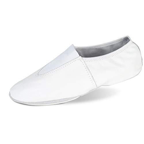 Danshuz Girls White Soft Leather Upper Gymnastic Shoes 2 Kids