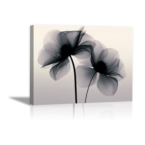 Póster floral abstracto en blanco y negro de 20x30cm con marco para oficina