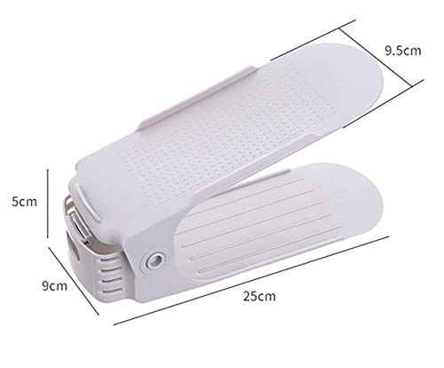 RISETEX Shoe Slots Organizer 20 Pack- Shoe Stacker - Increase Space by 200%,4 Levels Adjustable Double Layer Stackable Shoe Rack,Storage Shoe Organizer Holder for Closet Organization,White