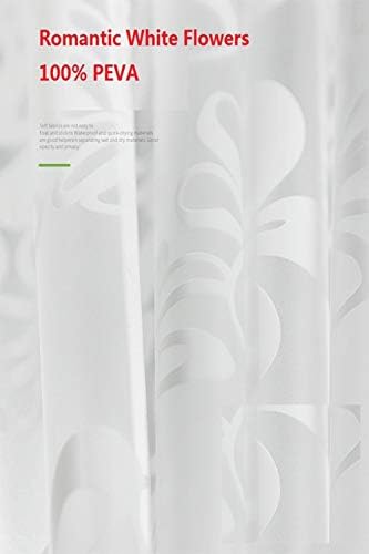 VR.IDEA Shower Curtain Romantic White Flowers, Waterproof and Anti-mold Shower Curtains, 180 * 180 cm(71 * 71 inch), 100% PEVA Bathroom Accessories with 12 Hooks