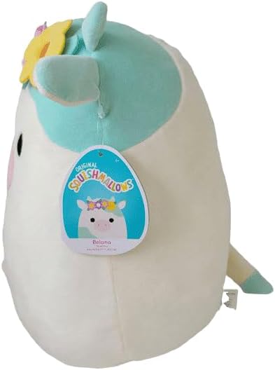 Miniatura 3 de Squishmallows Belana la vaca original de 8 pulgadas con diadema de flores, peluche oficial Kelly de juguete pequeño y ultrasuave