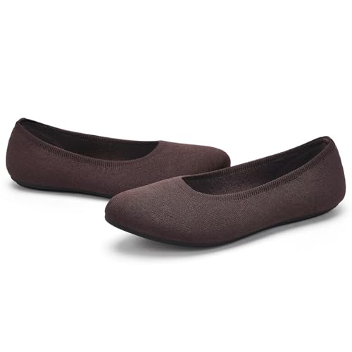 Image of Puxowe Women's Ballet Flats Breathable Knit Slip On Comfortable Round Toe Walking Shoes with Arch Support Insole for Work
