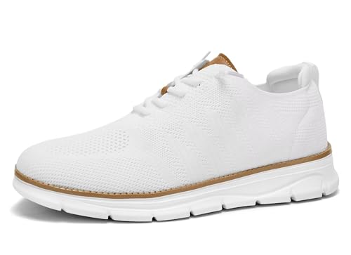 Mens Casual Oxfords Shoes Mesh Slip On Fashion Walking Dress Sneakers Work Lightweight Breathable Soft Sole White US6.5