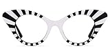 VOOGLAM Style Two-tone Cat Eye Glasses Frames for Women, Thick Fashion Blue Light Blocking Black & Wihte Glasses 5608