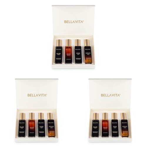 Bella Vita Luxury Man Liquid Perfume Gift Set 4 X 20 Ml For Men With Klub, Oud, Ceo, G.O.A.T Perfume | Woody, Citrusy Long Lasting Edp Fragrance Scent (Pack Of 3)