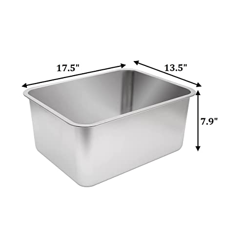 Kichwit Large Stainless Steel Cat Litter Box with High Sides, Metal Litter Pan for Cat, Non Stick Smooth Surface, Easy to Clean (17.5\" L x 13.5\" W x 7.9\" H) - Thumbnail 2