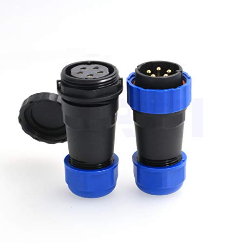 DRRI HE29 5pin 28mm Electrical Waterproof Circular Industrial Threaded Plastic Connector, 5 Pin