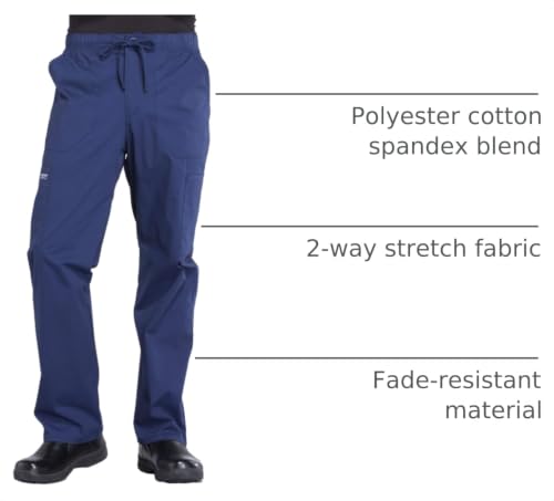 Image of Cherokee WW Professionals Scrubs for Men Tapered Leg Mens Cargo Scrub Pants | Comfortable Poplin Fabric, 2-Way Stretch, Zip Fly, Drawstring, Easy Care, For Active Shifts, Made for Nursing Professionals