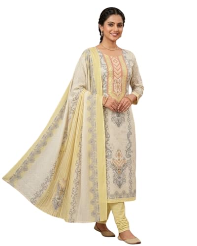 Image of KTI Women Floral Printed Cotton Suit for Women Unstitched - 2.5m Ethnic Salwar Suit Dress Material