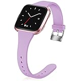 Hamile for Fitbit Versa/Versa 2/SE/Lite Bands, Slim Soft Silicone Wristbands Fitness Straps Replacement Belt for Fitbit Versa Lite Edition Fitness Smart Watch Band, Women Men Kids, Small (Lavender)