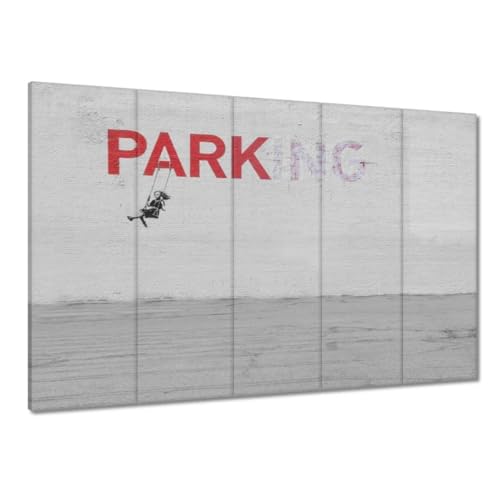 Peinture Banksy Parking 100x70 cm | Toile imprimée de décoration murale contemporaine