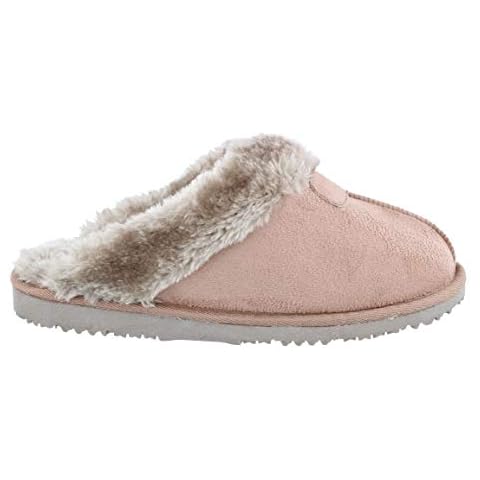 Women's Ella Jill Faux Sheepskin Look Fur Lined Memory Foam Mule Slippers (6 UK, Mink) Cover