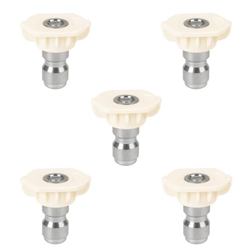 Image of Larcele 40 Degree Pressure Washer Spray Nozzle Tip, 1 /4 Quick Connect PZ-01 | Replacement Sprayer Nozzle Tips for Pressure Washers Accessories, 4,500 PSI, Stainless Steel,5 Pack (White)