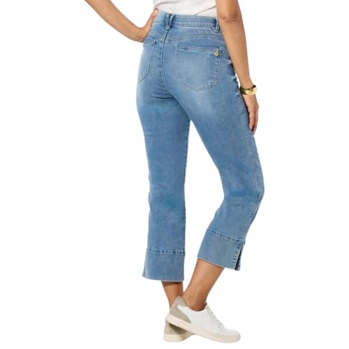 High Rise Kick Flare Jeans with Center Seam Slit Hem by Democracy2