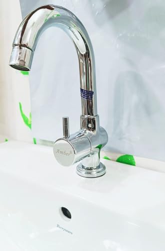 Image of Amber Heavy SWAN Neck Pillar TAP for WASH Basin with Brass NUT /Brass Pillar TAP / 7years warrenty / 3 /4 spendal (Disk)