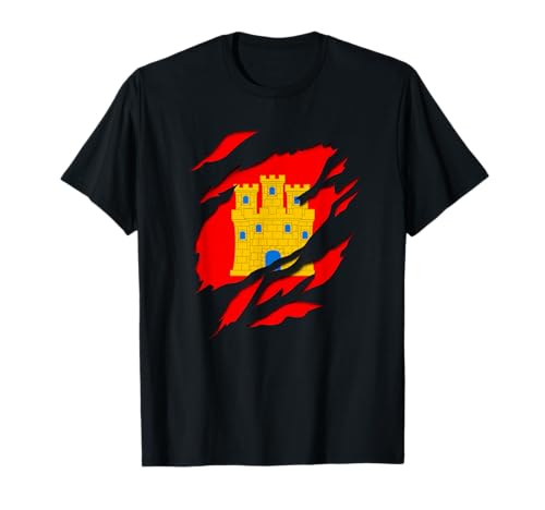 Lobro Design Camiseta Hombre Bandera Castilla Efecto 3D Talla S Negro