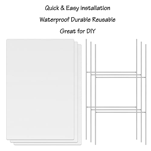 Anzeke Blank Yard Signs With H- Metal Stakes, 3 Pack 18 X 24Inches White Corrugated Plastic Yard Lawn Sign For Party Decorations, Estate,Garage Sale Signs, Rent, Guidepost Decorations,Open House #TOP2