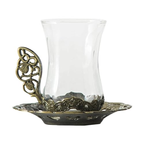 KESOTO Tazza da tè Floreale, Tazza in Vetro con Cucchiaino, Accessorio per Il caffè, Ideale per Moglie, Verde