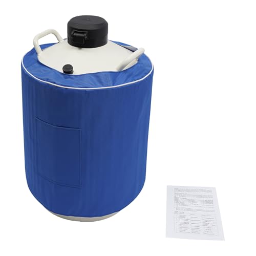 LyeXD 10L/2.64gal Liquid Nitrogen Container, Aluminum Alloy Liquid Nitrogen Dewar Static Cryogenic Container with Handle & Protective Sleeve, Liquid Nitrogen Tank for Farms, Hospitals