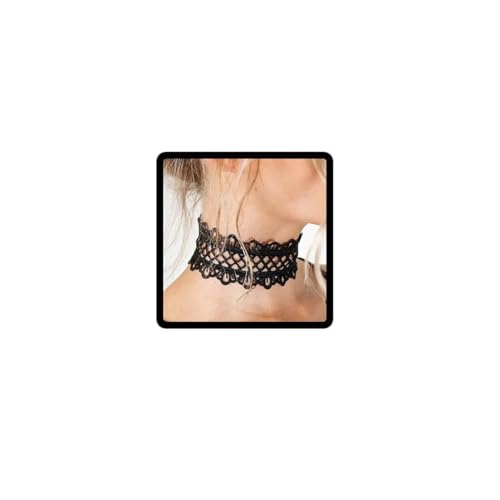Wedity Collier en dentelle Collier clavicule Collier ras du cou court Bijoux réglables pour femmes et filles (Noir 2)