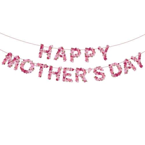 Cartel de feliz día de la madre, banderas para el día de la madre, feliz día de la madre, decoración para el día de la madre, aniversario, parte Y, fondo de cabina de fotos, evento de bricolaje (rosa