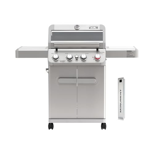 Monument Grills 4 Burner Propane Gas Grill, Stainless Steel Outdoor Patio Barbecue Grill with Smoker...
