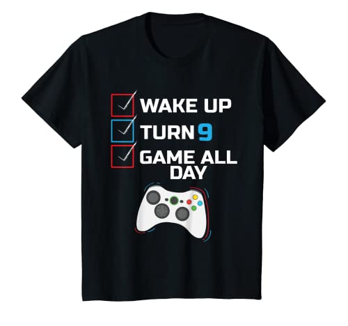 Niños Juego Wake Up Turn 9 para jugar todo el día, regalo para jugadores Camiseta