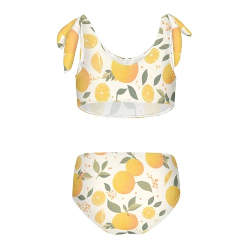 Watercolor Orange Fruit Leaves Girl 2 Piece Kids Bikini Set Beach Swimsuits Swimming Suits Adjustable Strap2