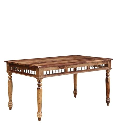 Image of BN Furniture Solid Sheesham Wood Traditional Dining Table Set of 6 Seater with Cushioned Chairs & Bench | Wooden Dining Table Set for Dining Room, Home, Hotel & Restaurant | Honey Finish