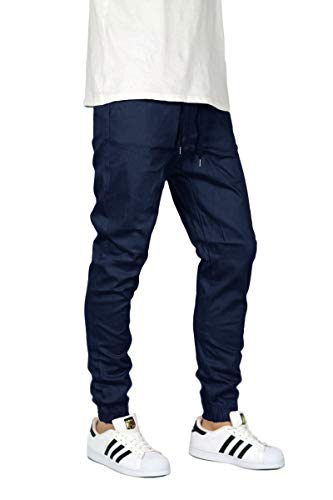 URBANJ Men's Elastic Waist Skinny Chino Jogger Pants