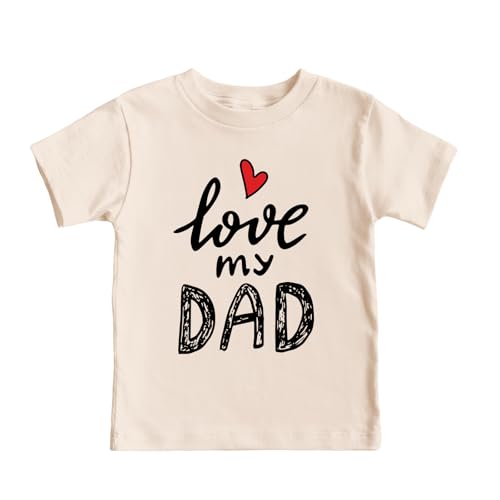 Image of I Love My Dad Shirt Girls Cute Graphic Tees Daddys Girl Tshirt Fathers Day Shirts for Kids Casual Summer Tops
