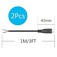 Riertostng 2Pcs USB C zu 2 Pin Bare Wire Open End Wire, 1M/3FT USB Typ C Stecker Pigtail Stromkabel 22AWG 5V/3A, für USB C Geräte Installiert oder Ersatz Reparatur DIY Kabel – Ansicht 7