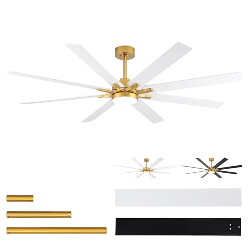 Image of LANMEL 72'' Ceiling Fan with Lights and Remote, Low Profile Modern Ceiling Fan Gold, 6 Speed, Reversible, 3000k-6000k LED, Quiet DC Motor for Indoor Outdoor Bedroom Living Room