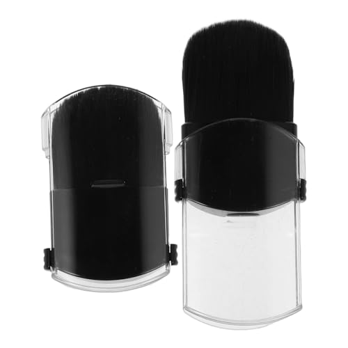 ELAYARD Mini Brochas de Maquillaje Retráctiles para Viaje 2 Piezas, Pinceles Portátiles para Polvos y Base con Cerdas Suaves, Formato Compacto y Forma Lengua para Contorno y Rubor