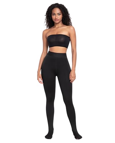 Image of CHRLEISURE Women's Fleece Lined Tights - Fake Sheer Warm Pantyhose Thick Winter Leggings