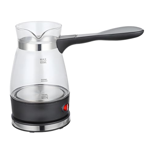 LeeQinersw Cafetera Eléctrica con Jarra Turca Tetera Calentador de Leche y Hervidor Fabricados en Cristal con Base de Calentamiento Eléctrico y Mango Aislante