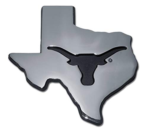 The University of Texas Longhorns Premium Metal Auto Emblem (State Shaped (Debossed))