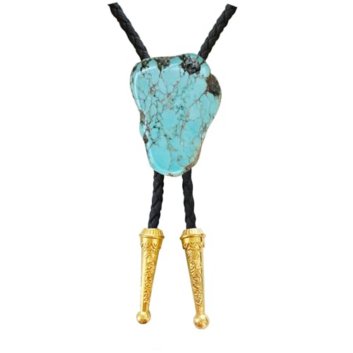 Image of Daisy Del Sol Gemstone Bolo Tie Braided Vegan Faux Leather Natural Stone Gold Handmade Necklace Adjustable Boho Western Jewelry