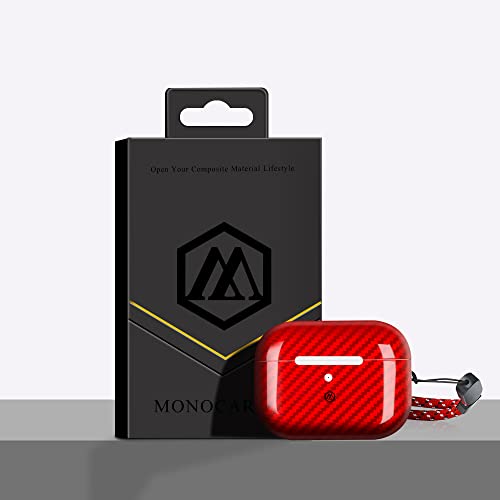 Red Airpods Pro 2Nd Generation 2022 Carbon Case Cover Monocarbon Real Carbon Fiber Earbubs Case With Adjustable Strap Slim Airpods Pro 2 Case Compatible With Wireless Charging #TOP6