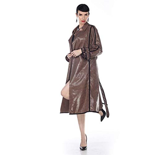 Aris A. Women’s PU Leather Fashion Classic Plaid Slim Fit Long Trench Coat2