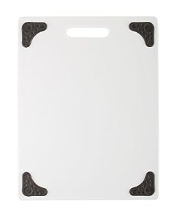 Dexas Grippboard Poly Cutting Board in White, 11 x 14.5 Inch Non-Slip Kitchen Cutting Board with Rubber Feet, Dishwasher Safe BPA-Free Chopping Board Made in USA