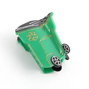 Dustbin Novelty Fun Acetate Hair Claw Personalized Recycling Truck Shaped Hair Clip for Women Girls Gift, Green and Black 1 Piece